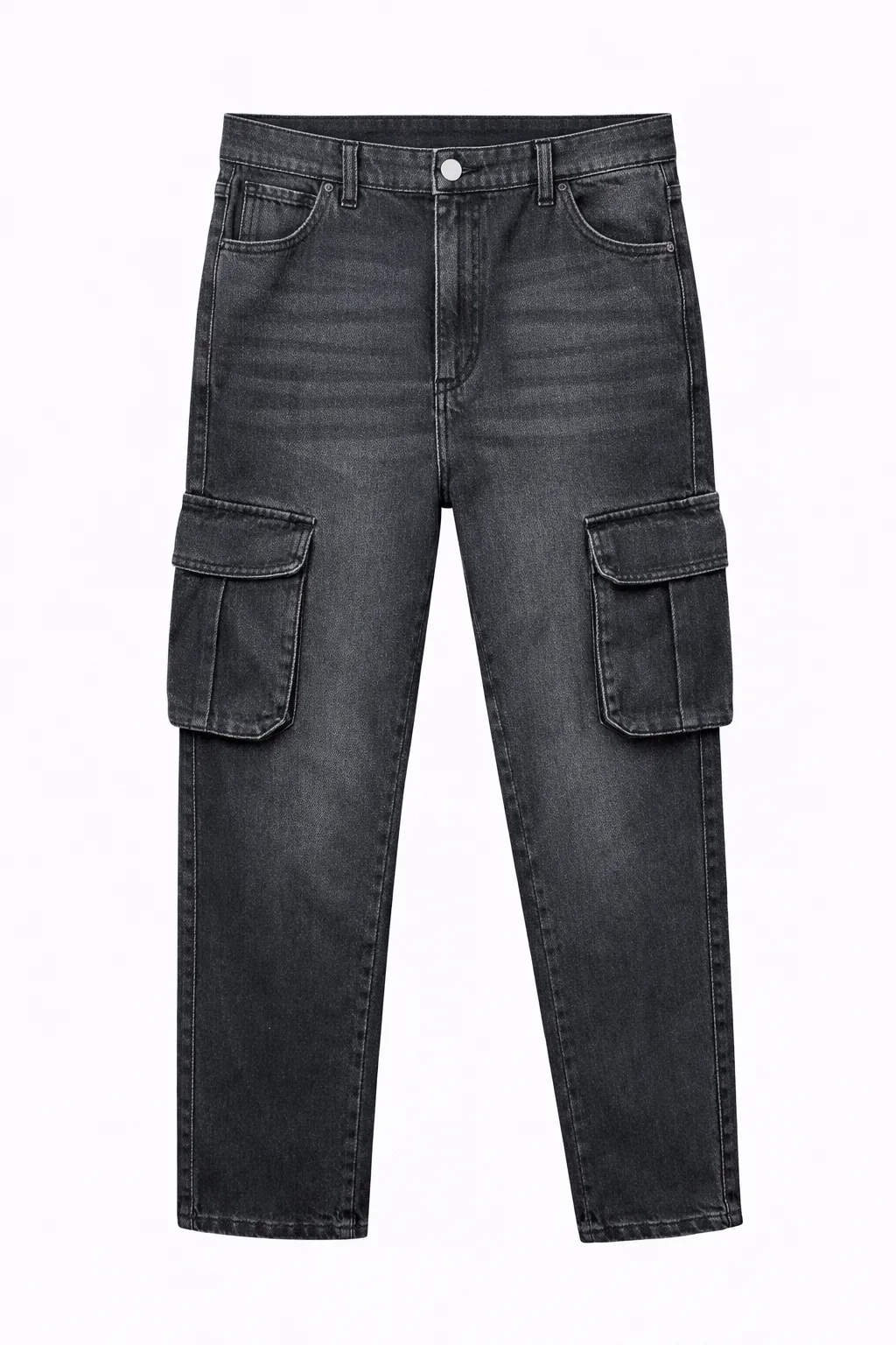 Men's 𝗣𝗿𝗲𝗺𝗶𝘂𝗺 6 Pocket Non Stretch Denim Cargo Pant Black