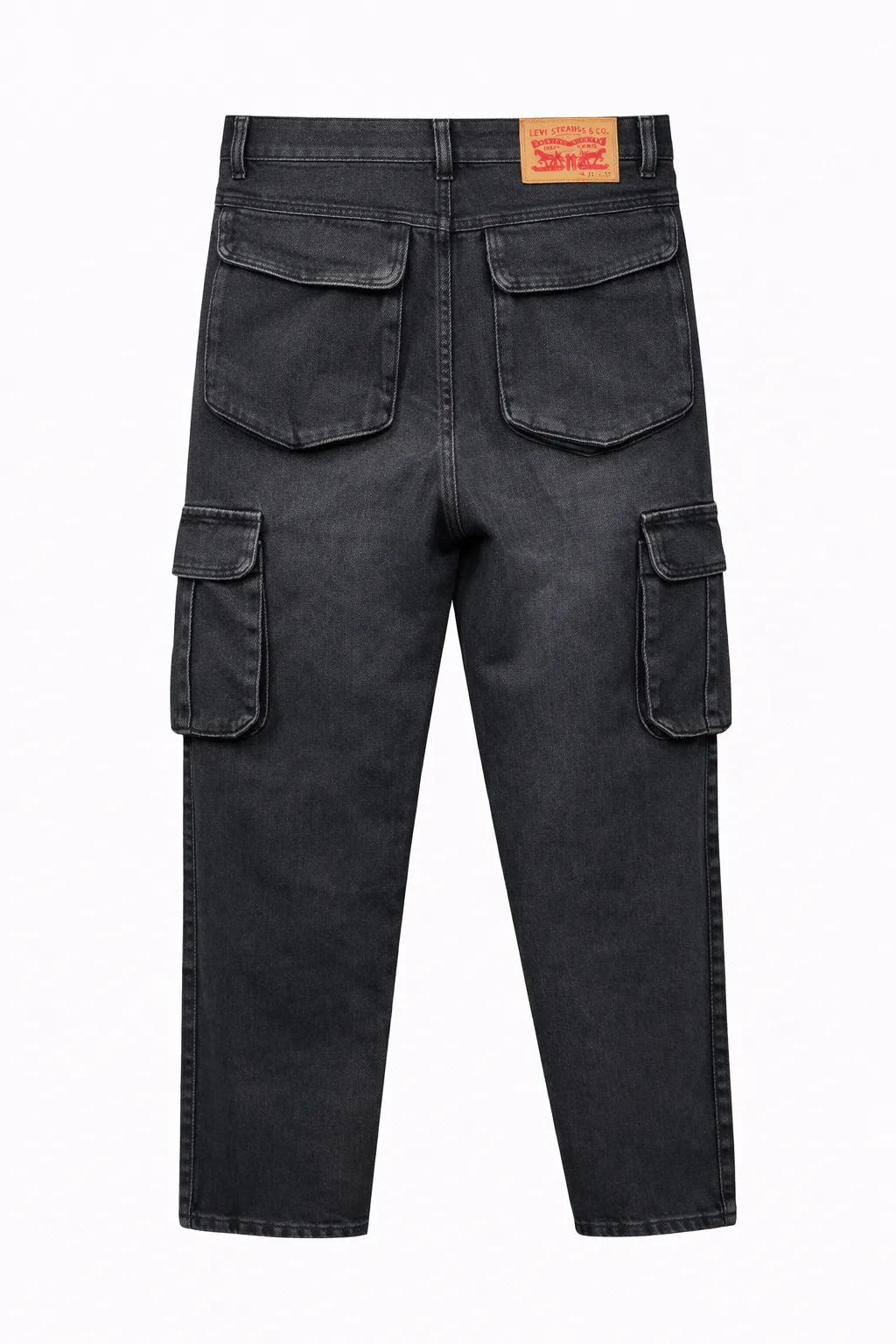 Men's 𝗣𝗿𝗲𝗺𝗶𝘂𝗺 6 Pocket Non Stretch Denim Cargo Pant Black thumbnail 1