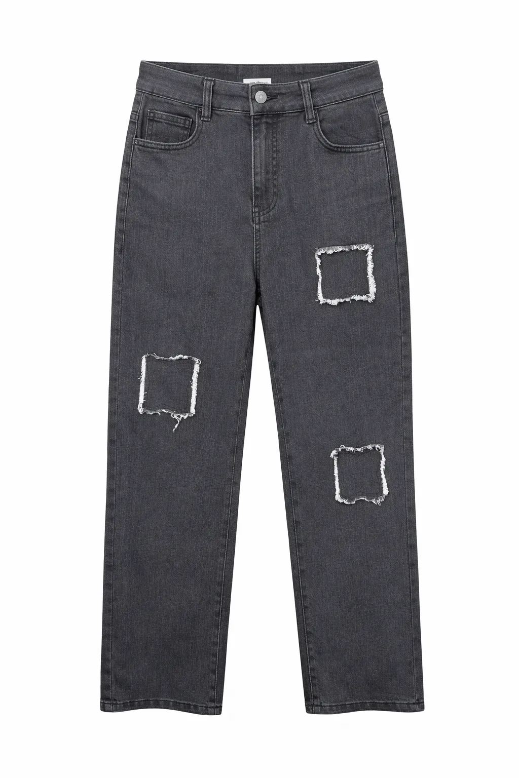 Green Leaf Ladies Baggy Denim Jeans (Button) - Black