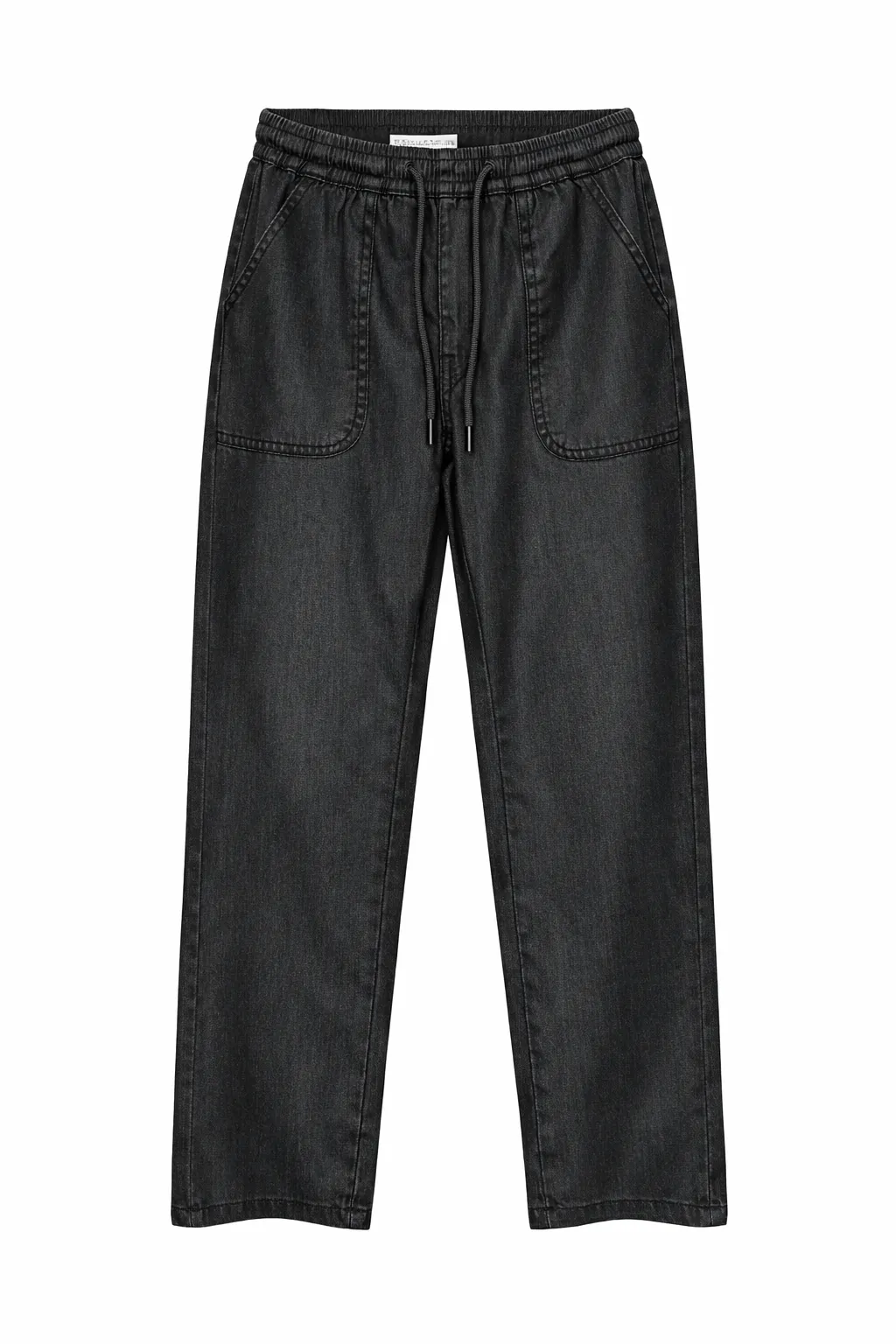 Green Leaf Ladies Baggy Denim Jeans (Drawstring) - Black