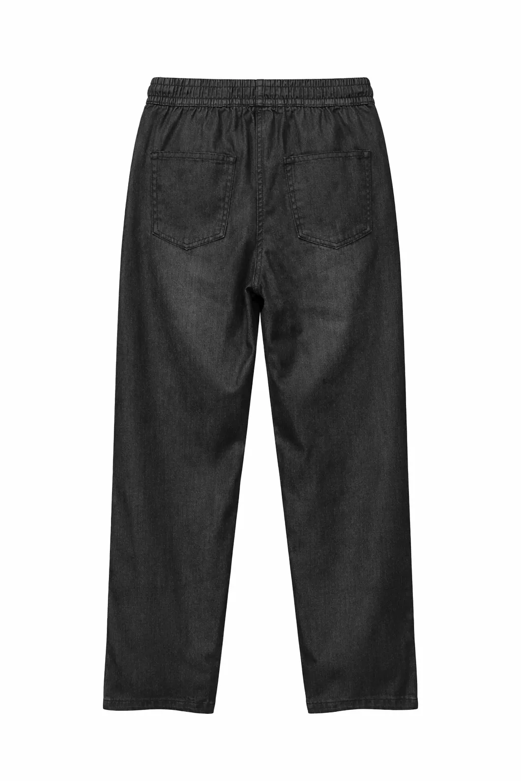 Green Leaf Ladies Baggy Denim Jeans (Drawstring) - Black thumbnail 1