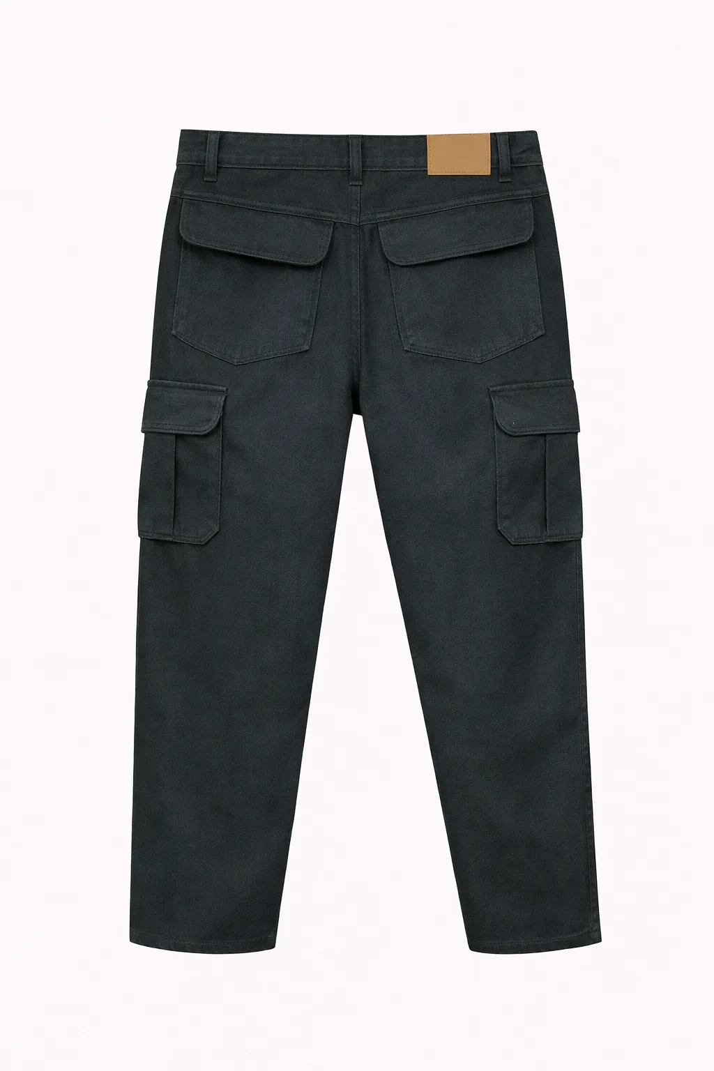 Green Leafs Men's 𝗣𝗿𝗲𝗺𝗶𝘂𝗺 6 Pocket Non Stretch Denim Cargo Pant Black Ash thumbnail 1