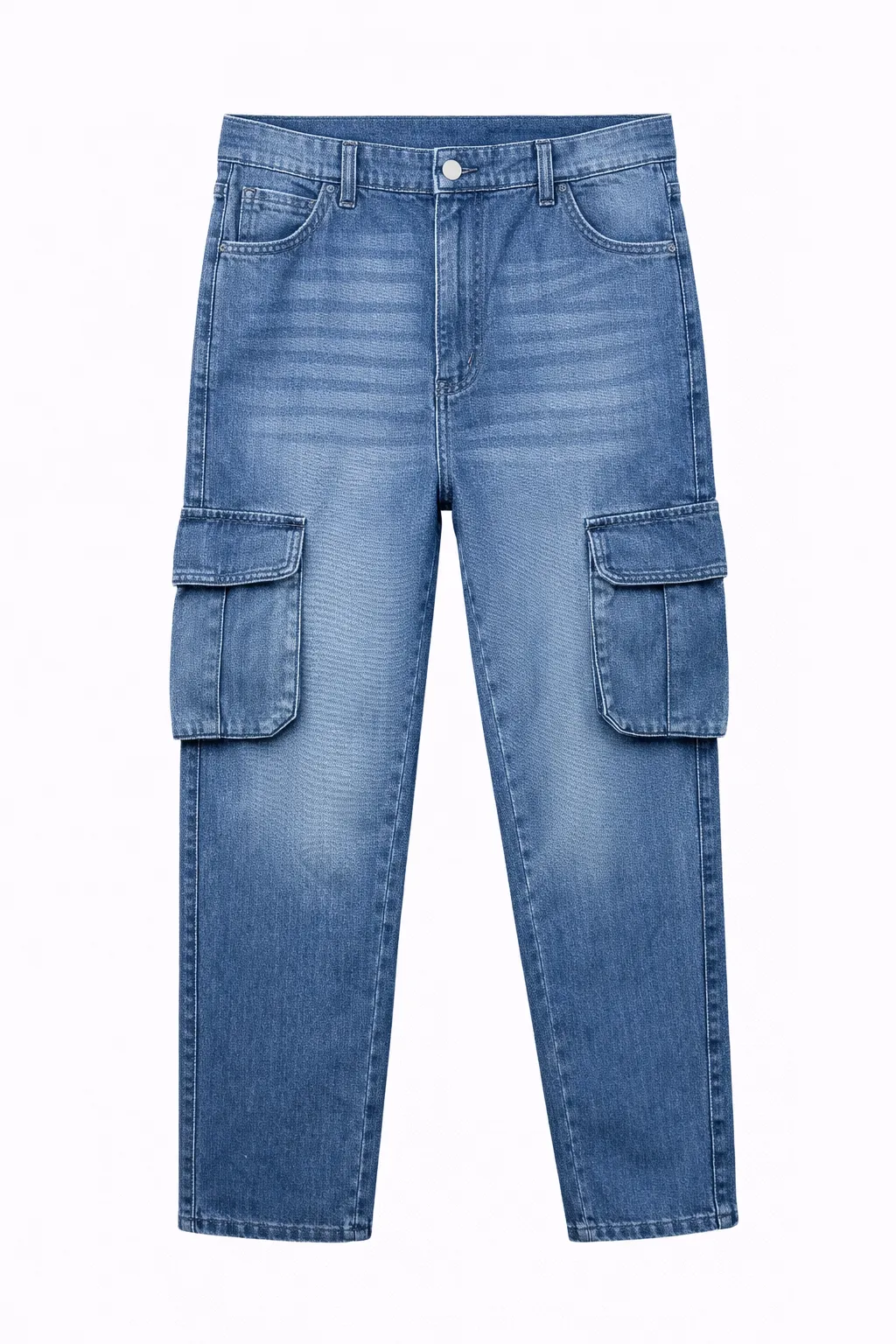 Men's 𝗣𝗿𝗲𝗺𝗶𝘂𝗺 6 Pocket Non Stretch Denim Cargo Pant Sky Blue