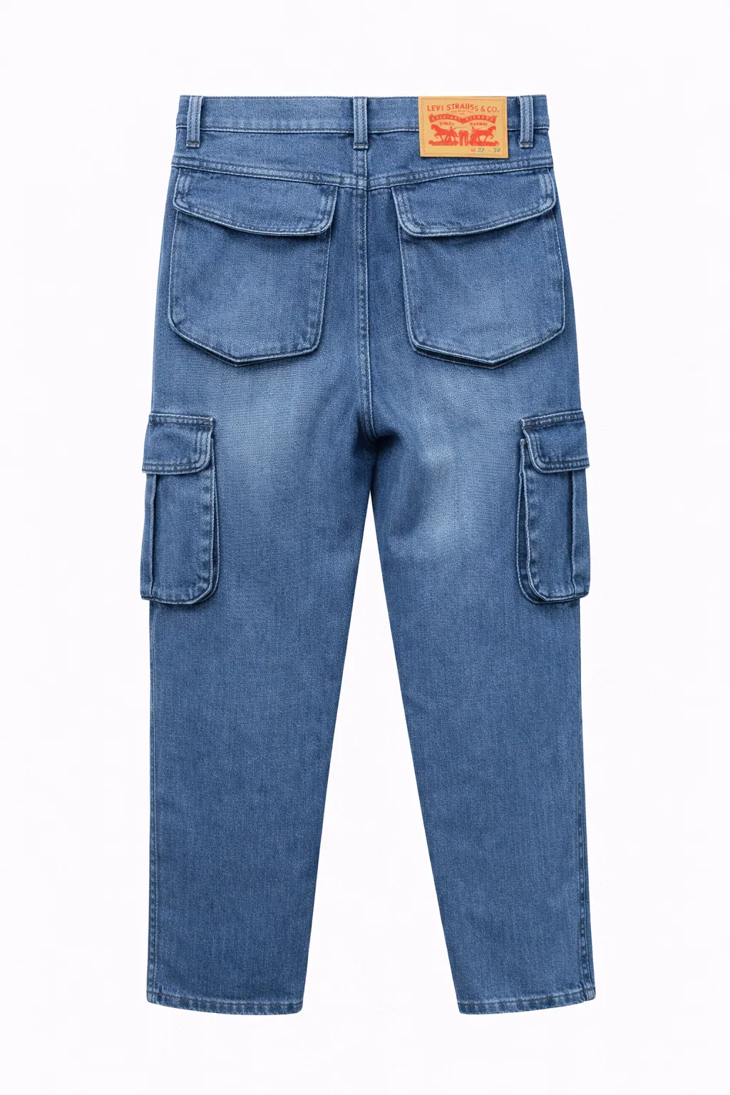 Men's 𝗣𝗿𝗲𝗺𝗶𝘂𝗺 6 Pocket Non Stretch Denim Cargo Pant Sky Blue thumbnail 1