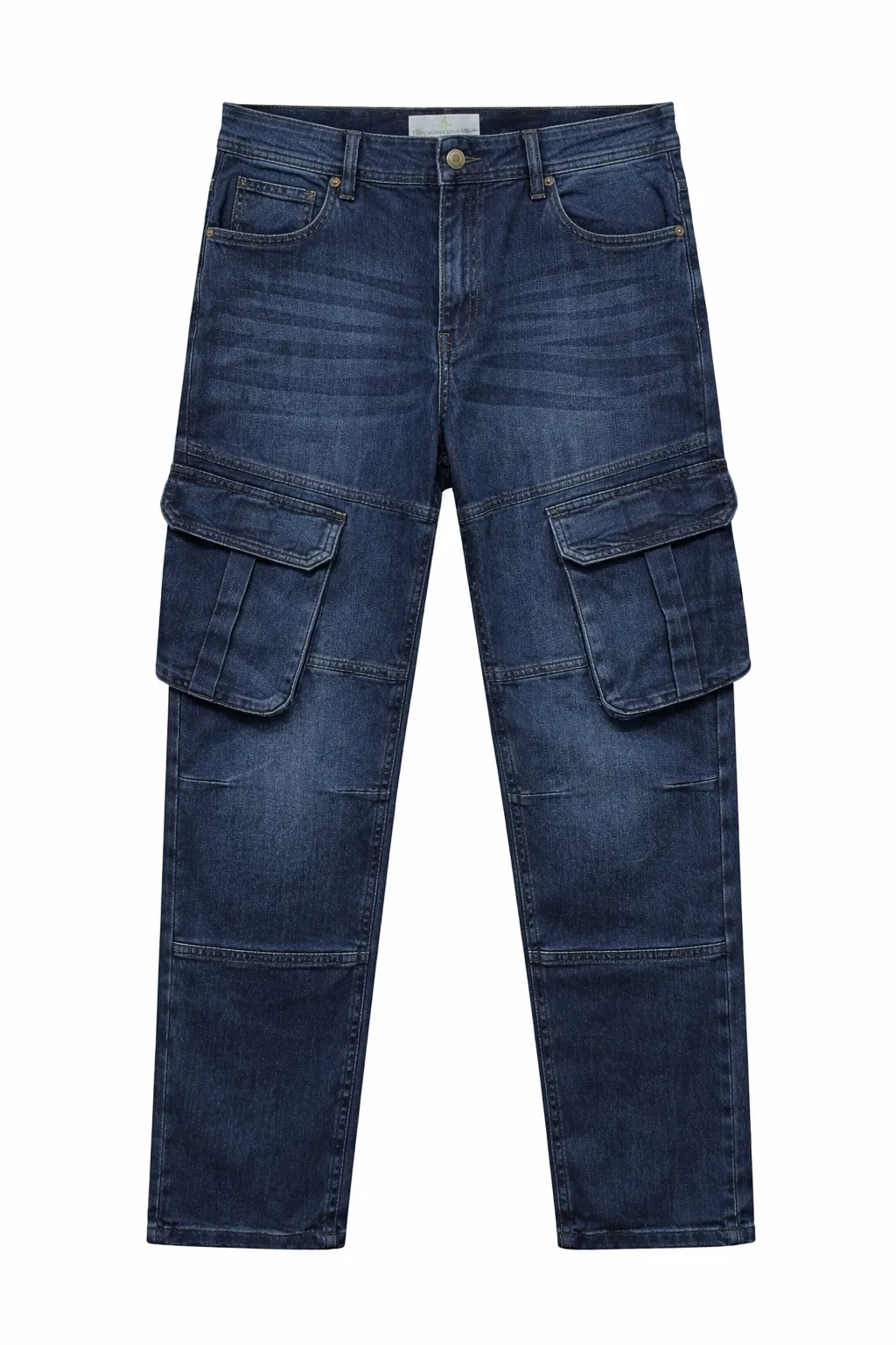 Men's 𝗣𝗿𝗲𝗺𝗶𝘂𝗺 6 Pocket Stretch Denim Cargo Pant Dark Blue