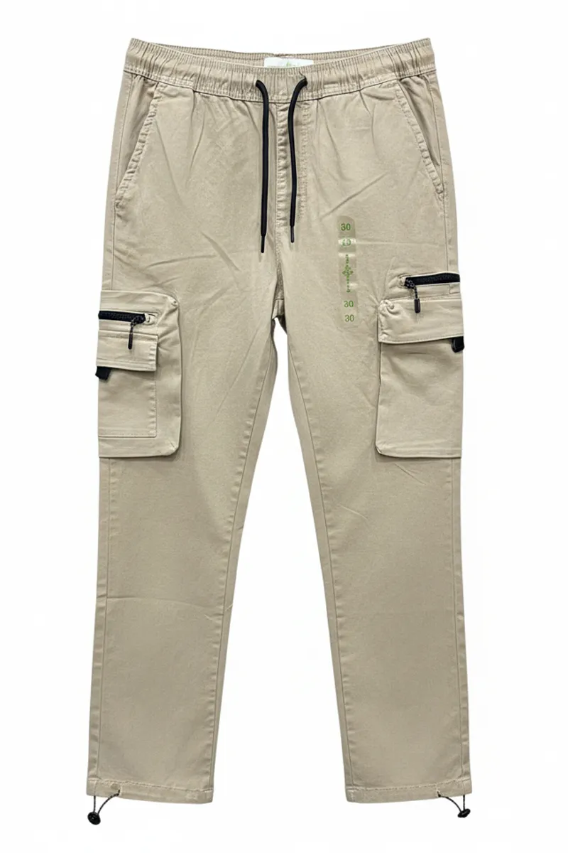 Twill Cargo Pant Beige (Drawstring)