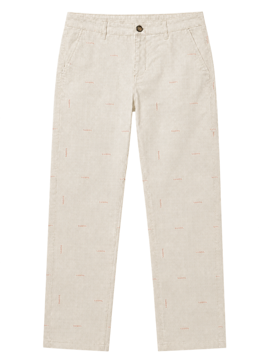 UNIQLO 100% Cotton 4 Pocket Printed Chino Pant - Off White