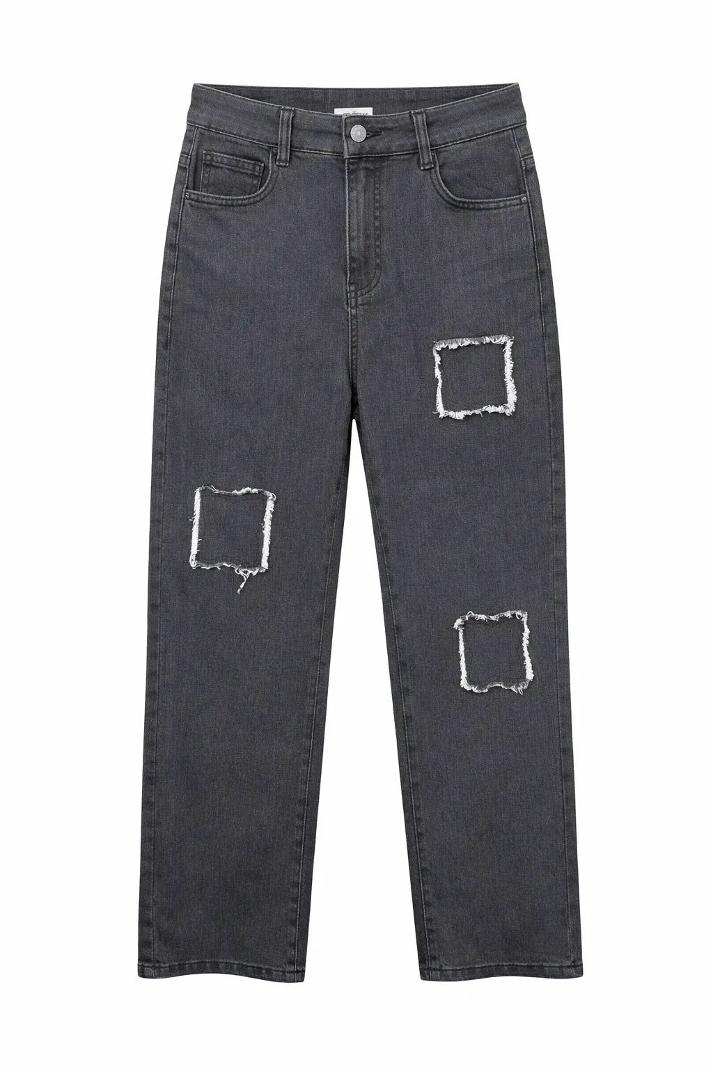 Green Leafs Ladies Baggy Denim Jeans (Button) - Black