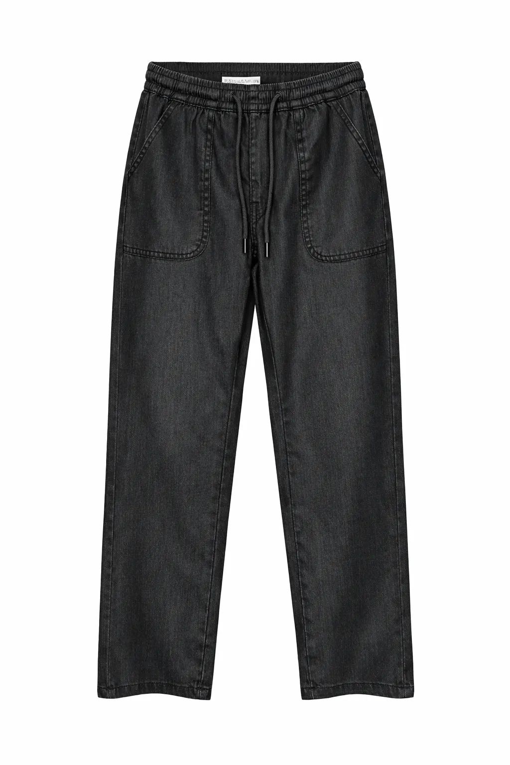 Green Leafs Ladies Baggy Denim Jeans (Drawstring) - Black