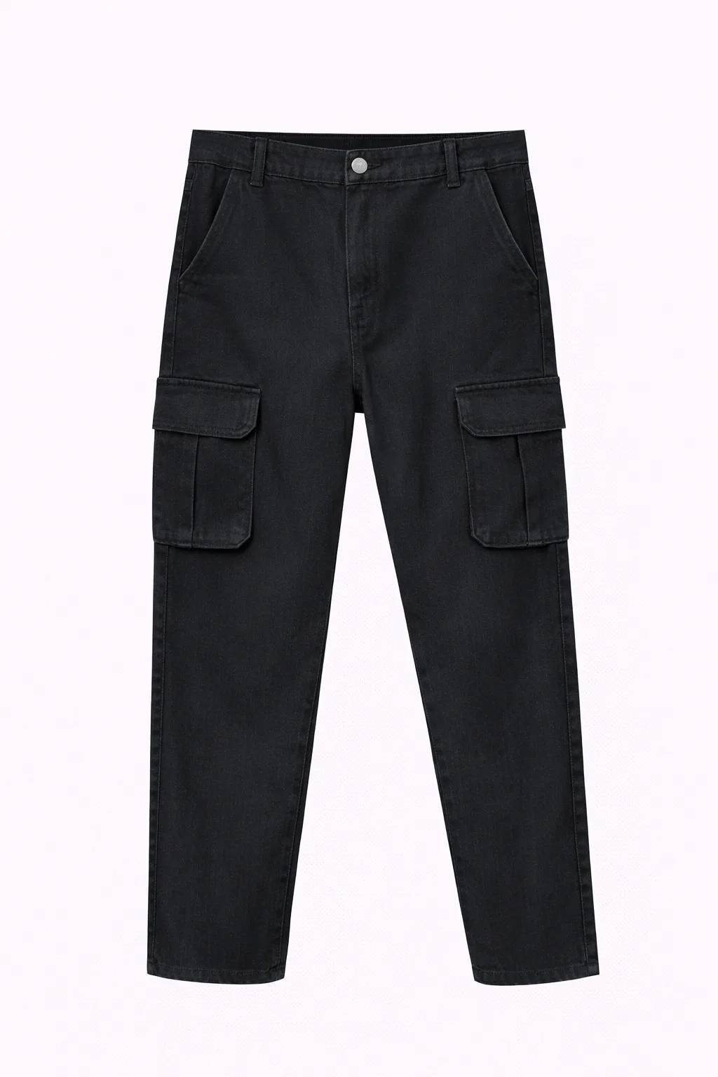 Green Leafs Men's Premium 6 Pocket Non Stretch Denim Cargo Pant Black