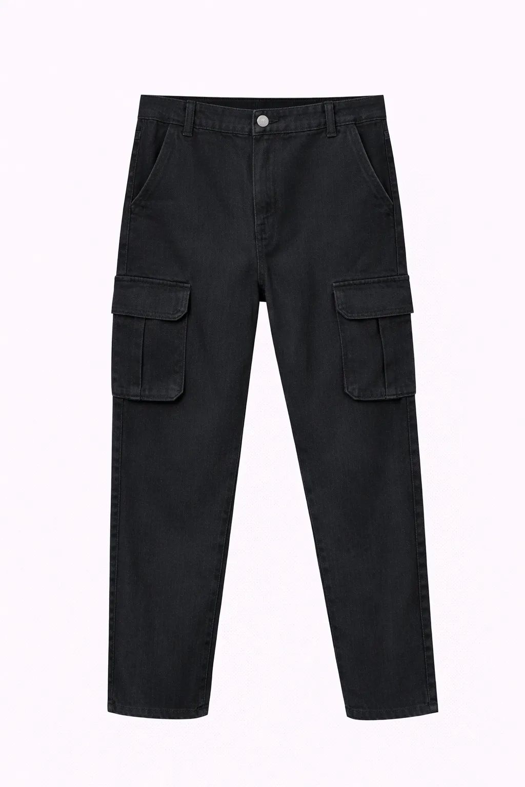 Green Leafs Men's Premium 6 Pocket Non Stretch Denim Cargo Pant Black