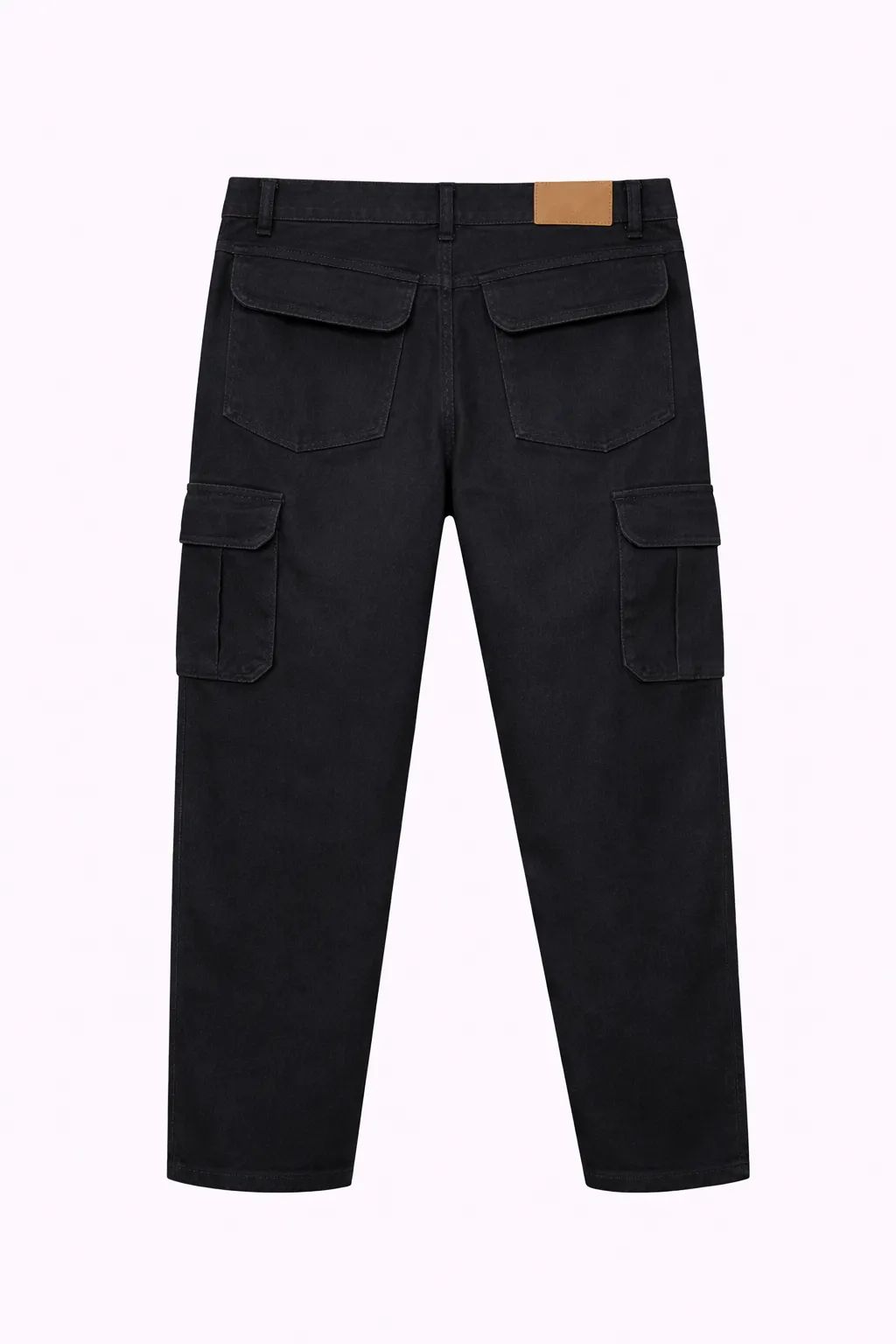 Green Leafs Men's Premium 6 Pocket Non Stretch Denim Cargo Pant Black thumbnail 2