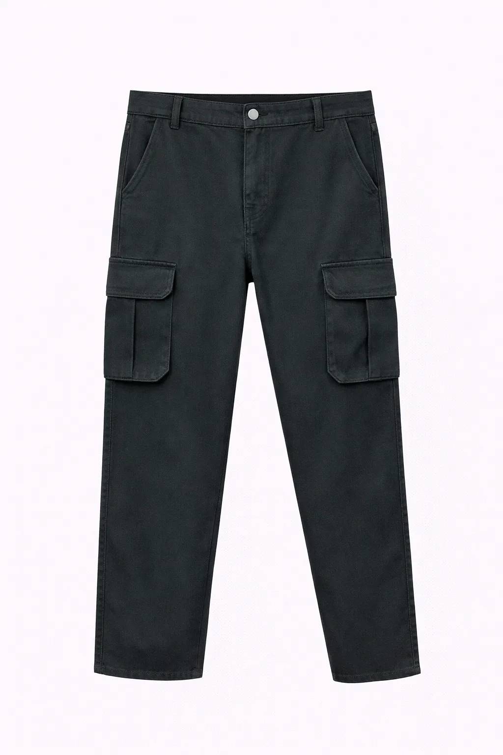 Green Leafs Men's Premium 6 Pocket Non Stretch Denim Cargo Pant Black Ash