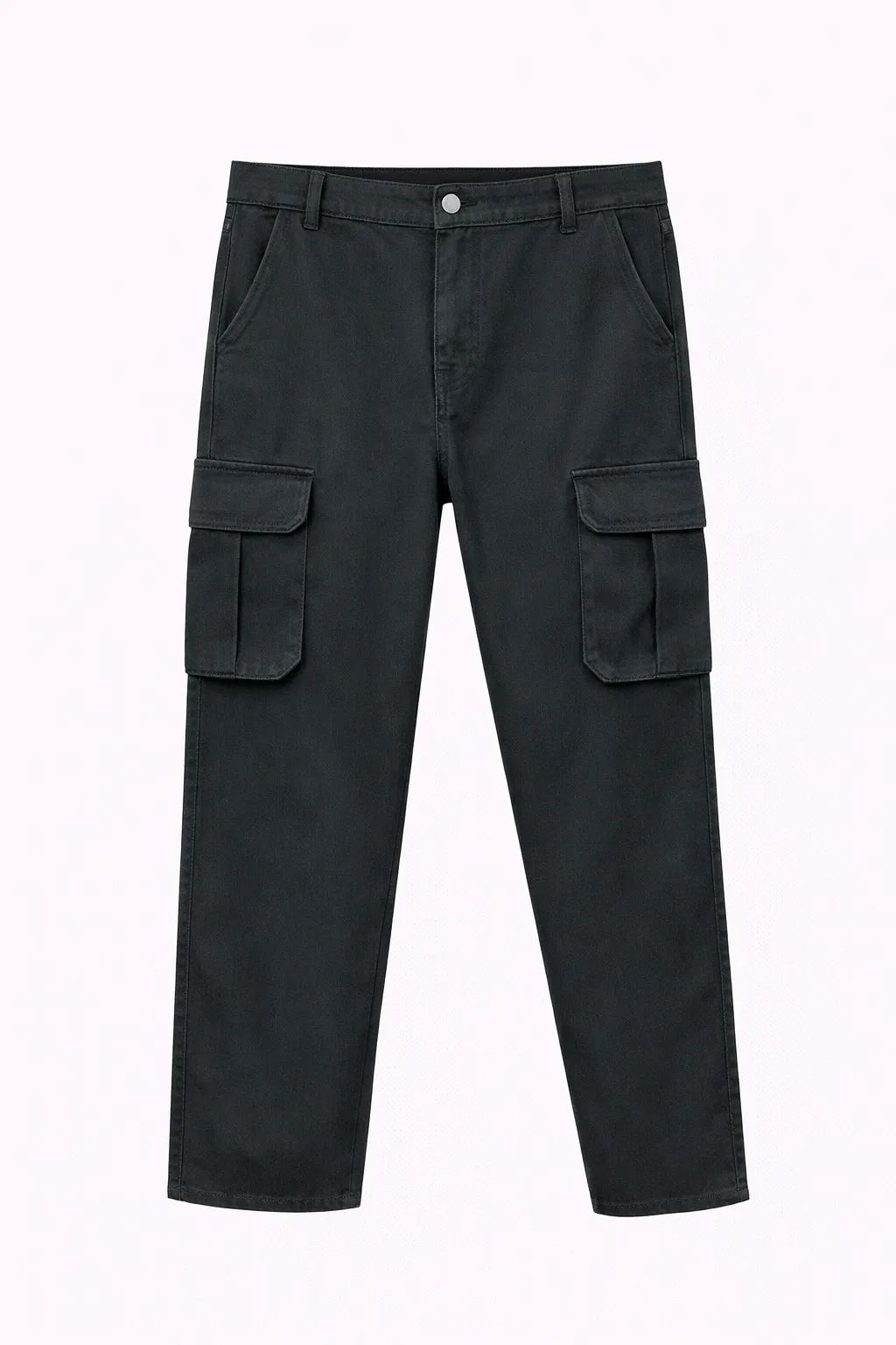 Green Leafs Men's Premium 6 Pocket Non Stretch Denim Cargo Pant Black Ash