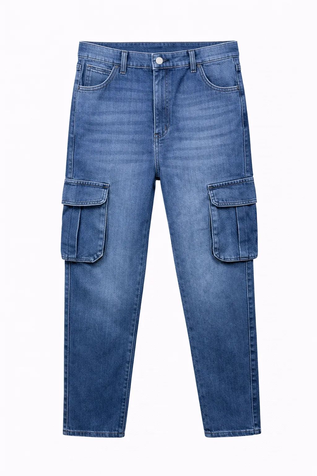 Men's Premium 6 Pocket Non Stretch Denim Cargo Pant Light Blue