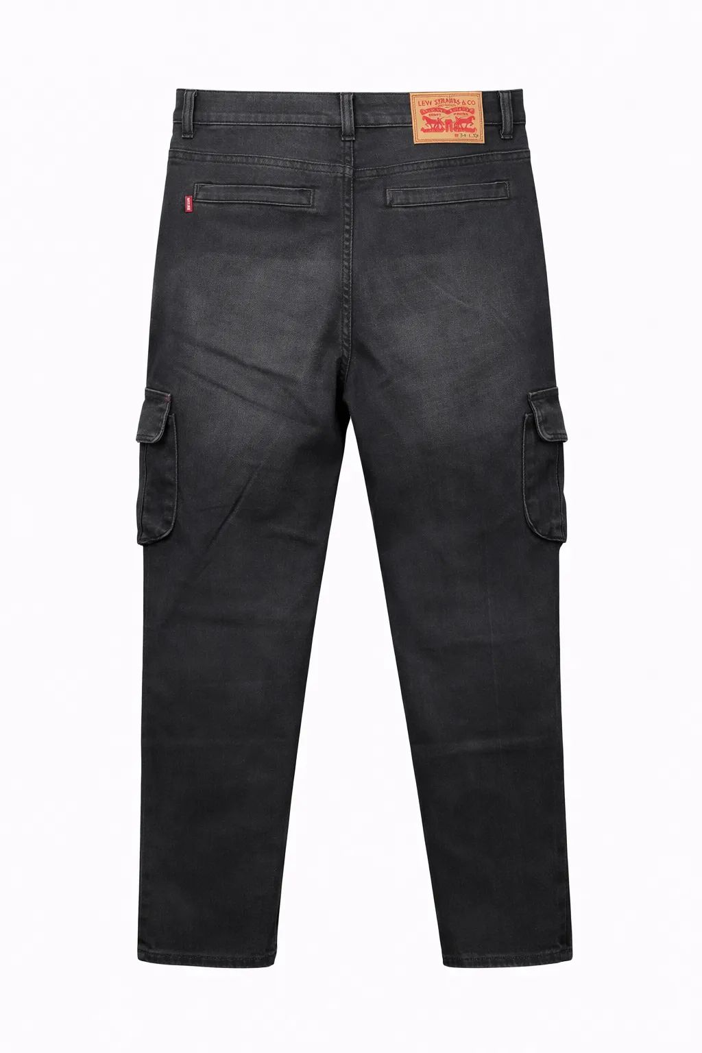 Men's Premium 6 Pocket Stretch Denim Cargo Pant Black Gray thumbnail 2