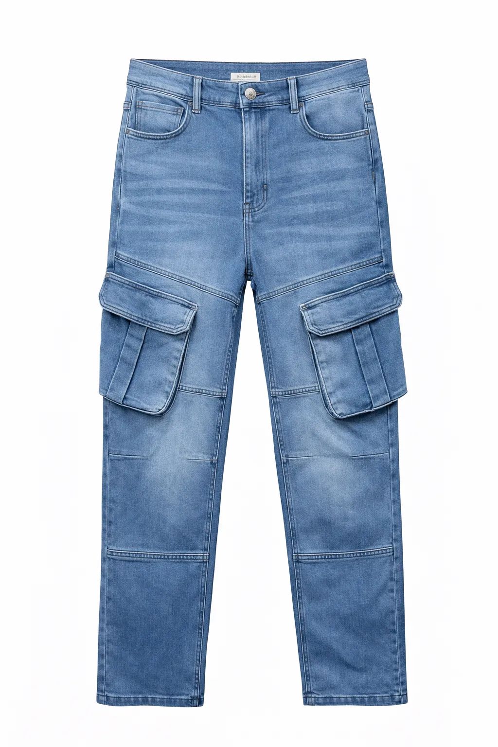 Men's Premium 6 Pocket Stretch Denim Cargo Pant Light Blue