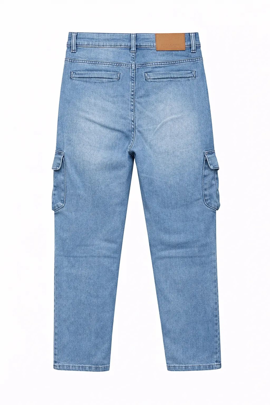 Men's Premium 6 Pocket Stretch Denim Cargo Pant Light Blue thumbnail 2