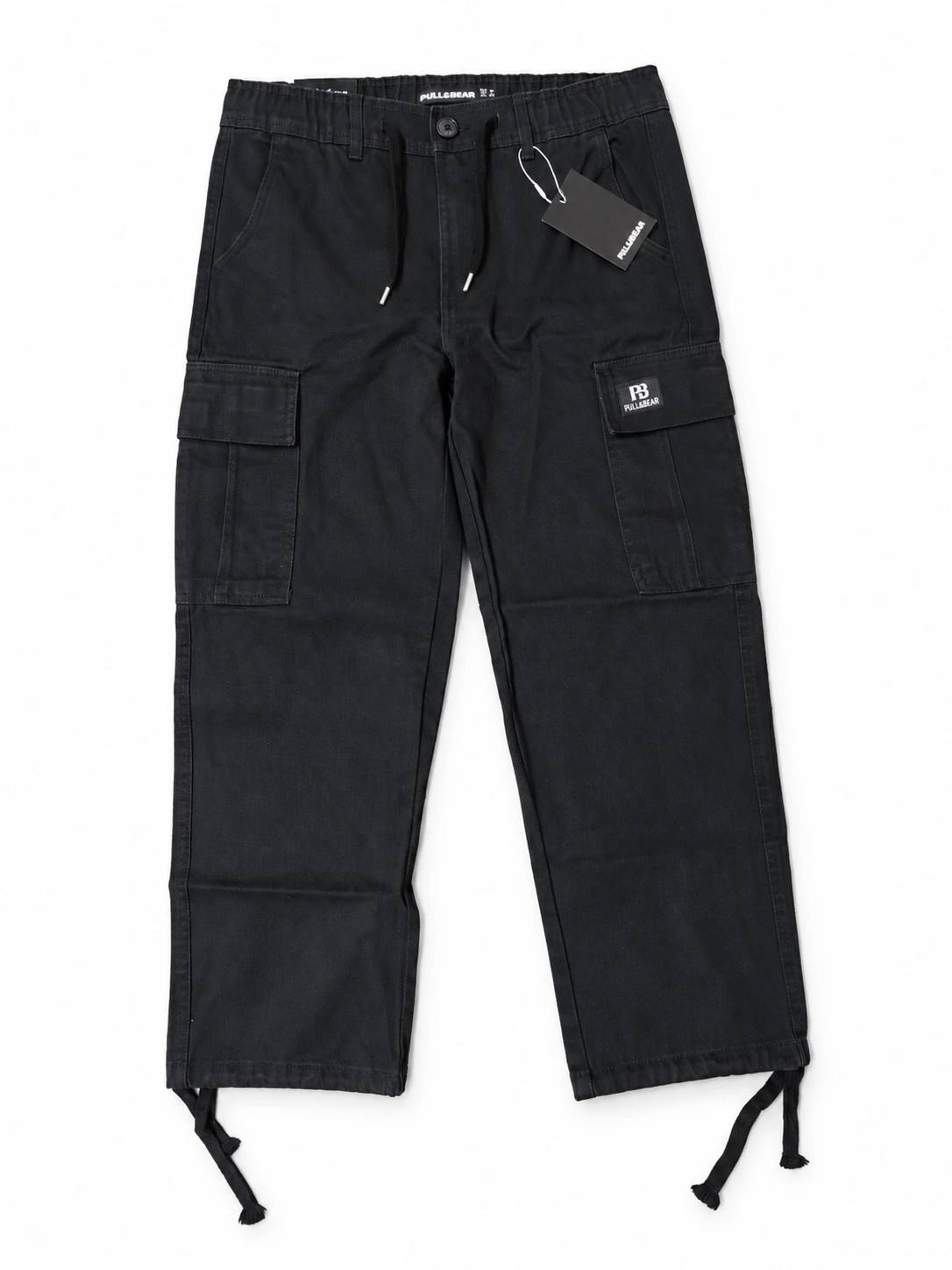 Pull&Bear Cargo Denim Twill Fabric - Black