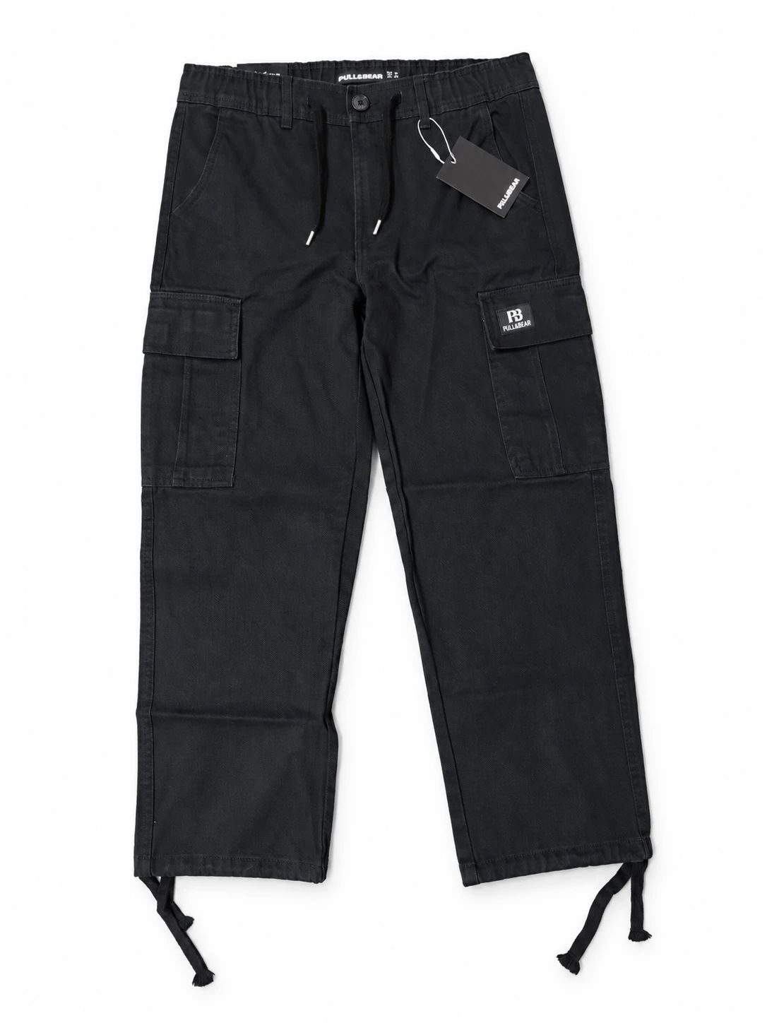 Pull&Bear Cargo Denim Twill Fabric - Black