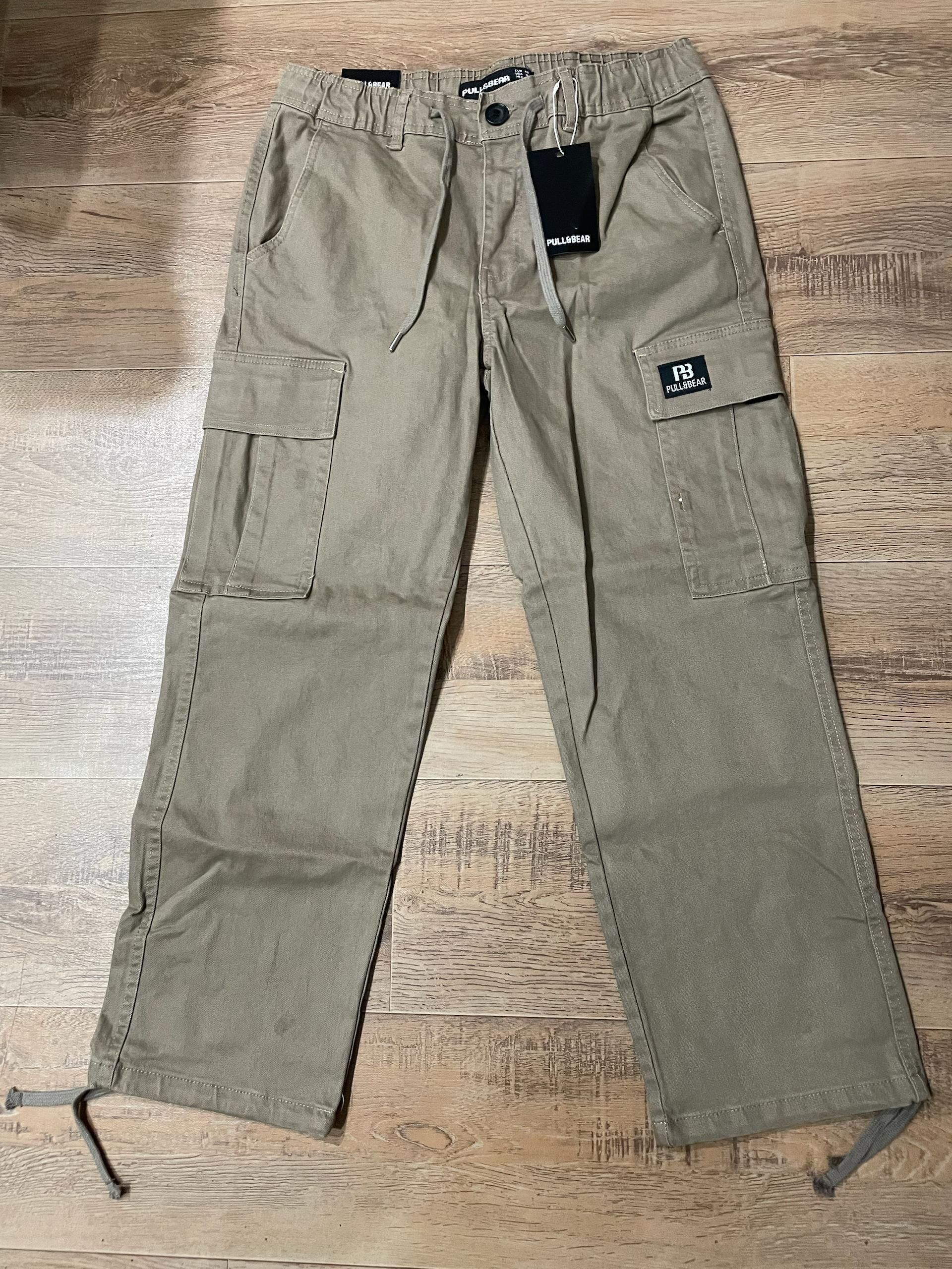 Pull and Bear Cargo Denim Twill Fabric - Khaki thumbnail 4