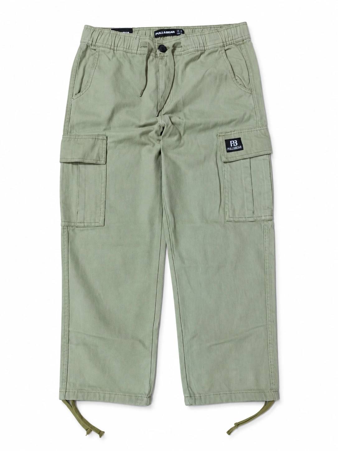 Pull&Bear Cargo Denim Twill Fabric - Light Olive Green