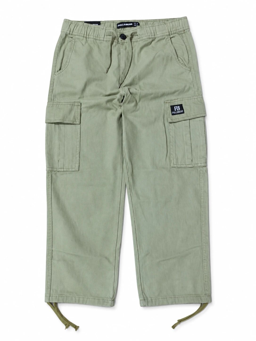 Pull&Bear Cargo Denim Twill Fabric - Light Olive Green