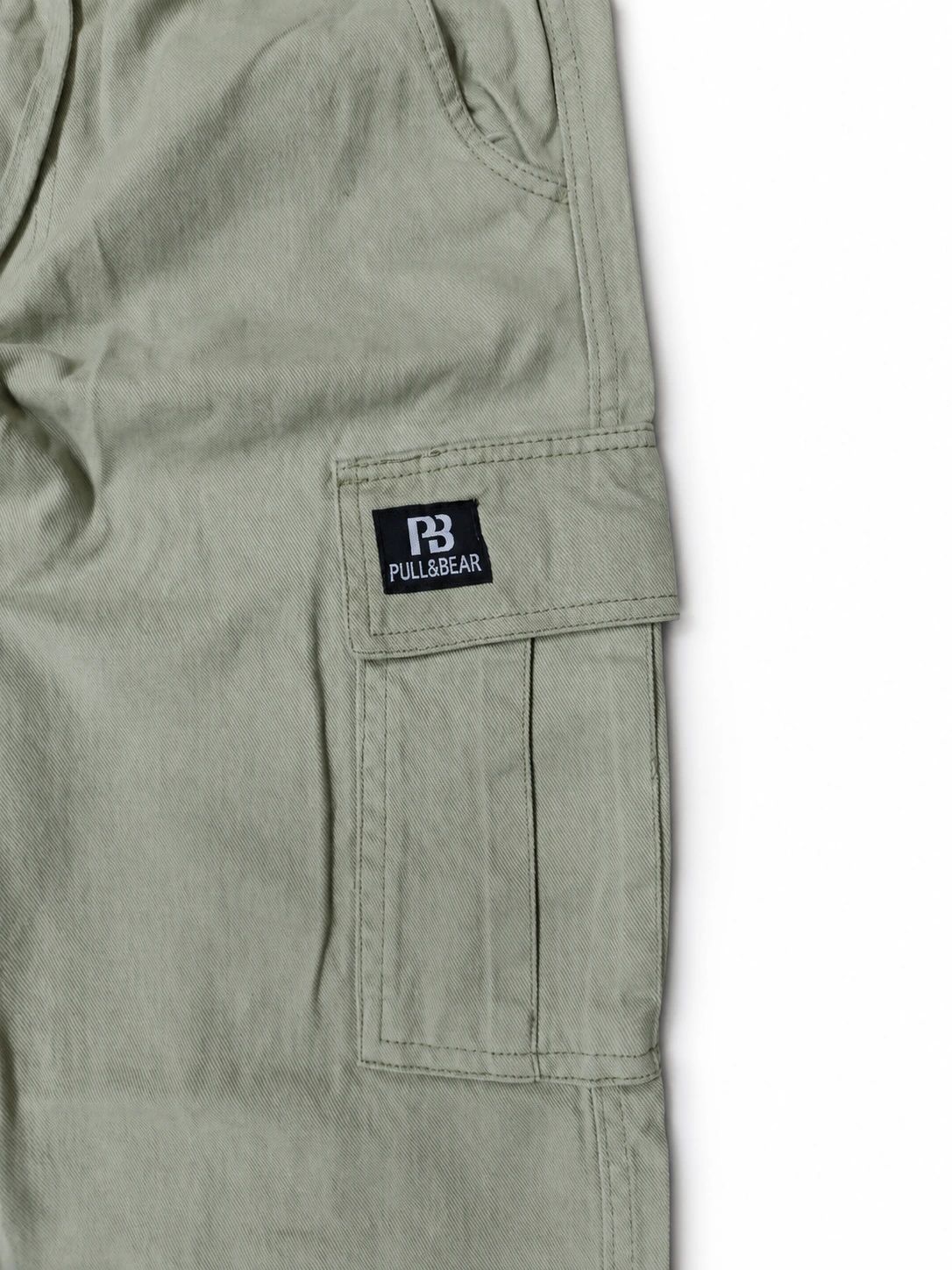 Pull&Bear Cargo Denim Twill Fabric - Light Olive Green thumbnail 2