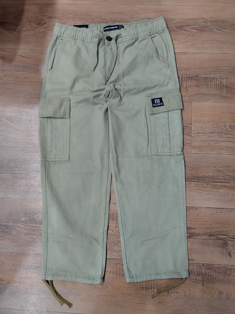 Pull&Bear Cargo Denim Twill Fabric - Light Olive Green thumbnail 4