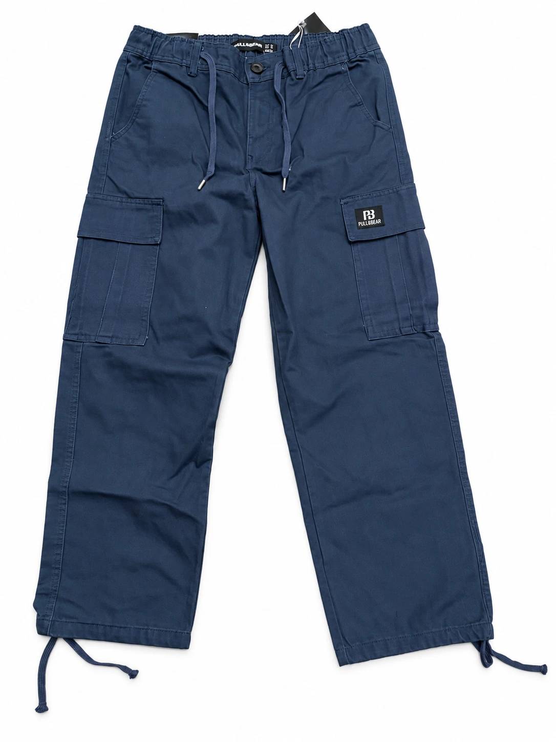 Pull and Bear Cargo Denim Twill Fabric - Navy Blue