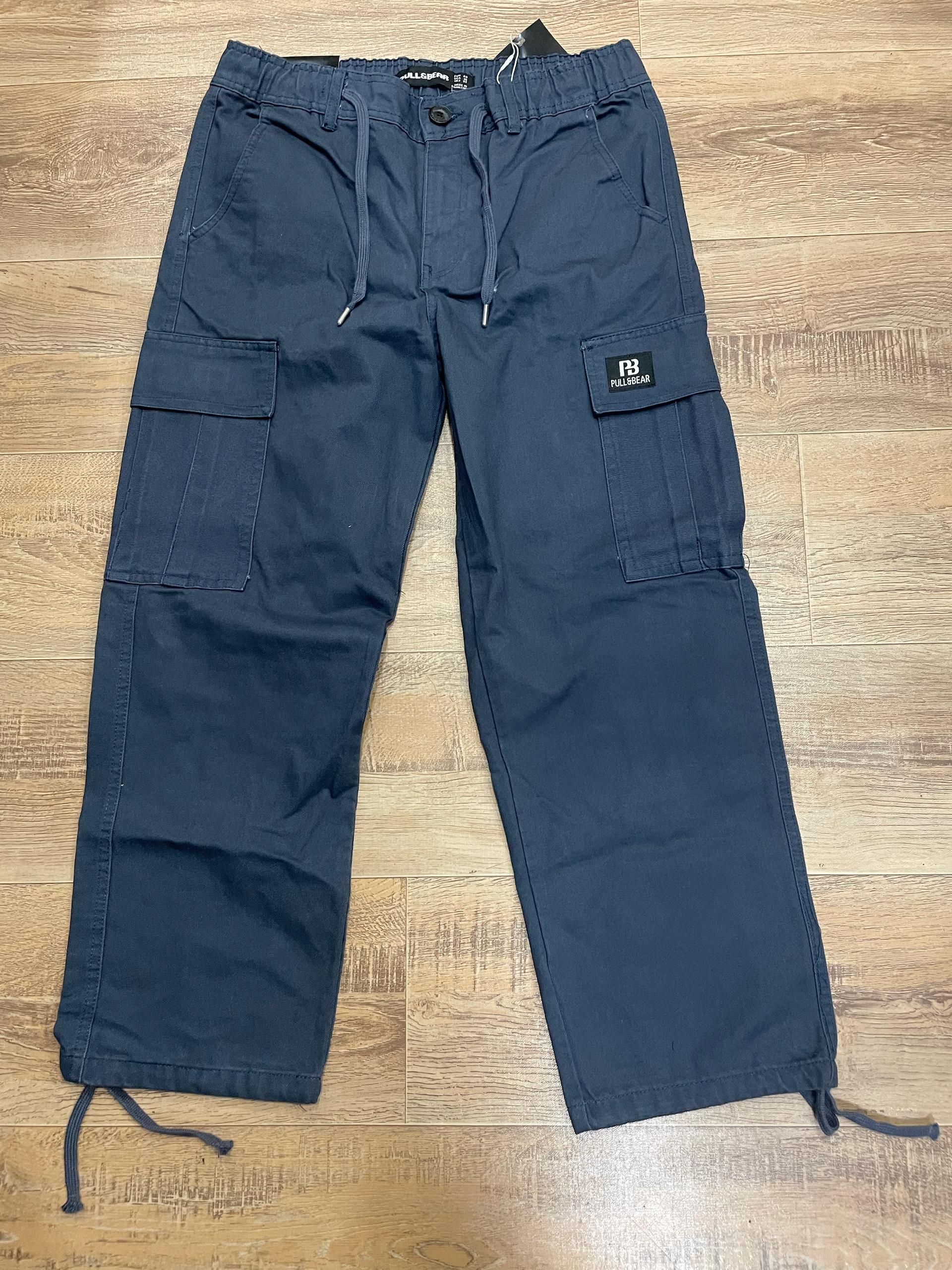 Pull and Bear Cargo Denim Twill Fabric - Navy Blue thumbnail 4