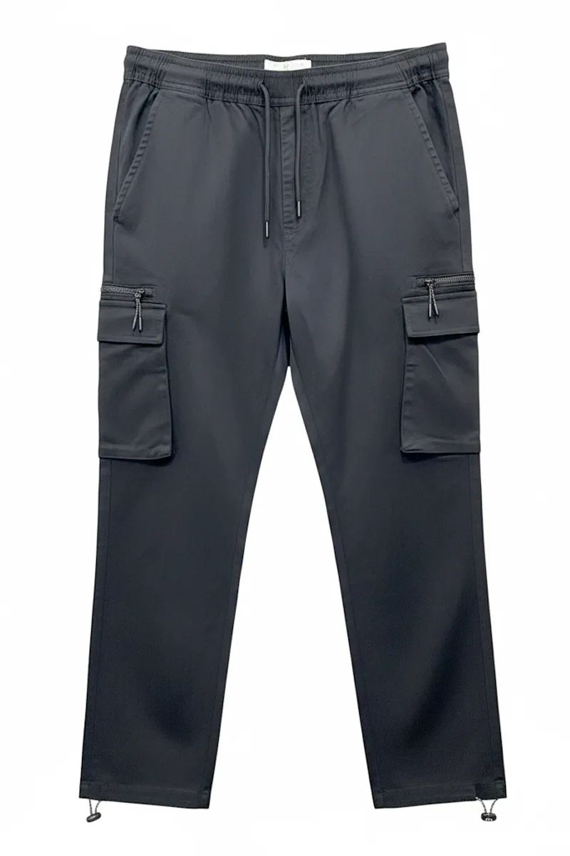 Twill Cargo Pant Black (Drawstring)