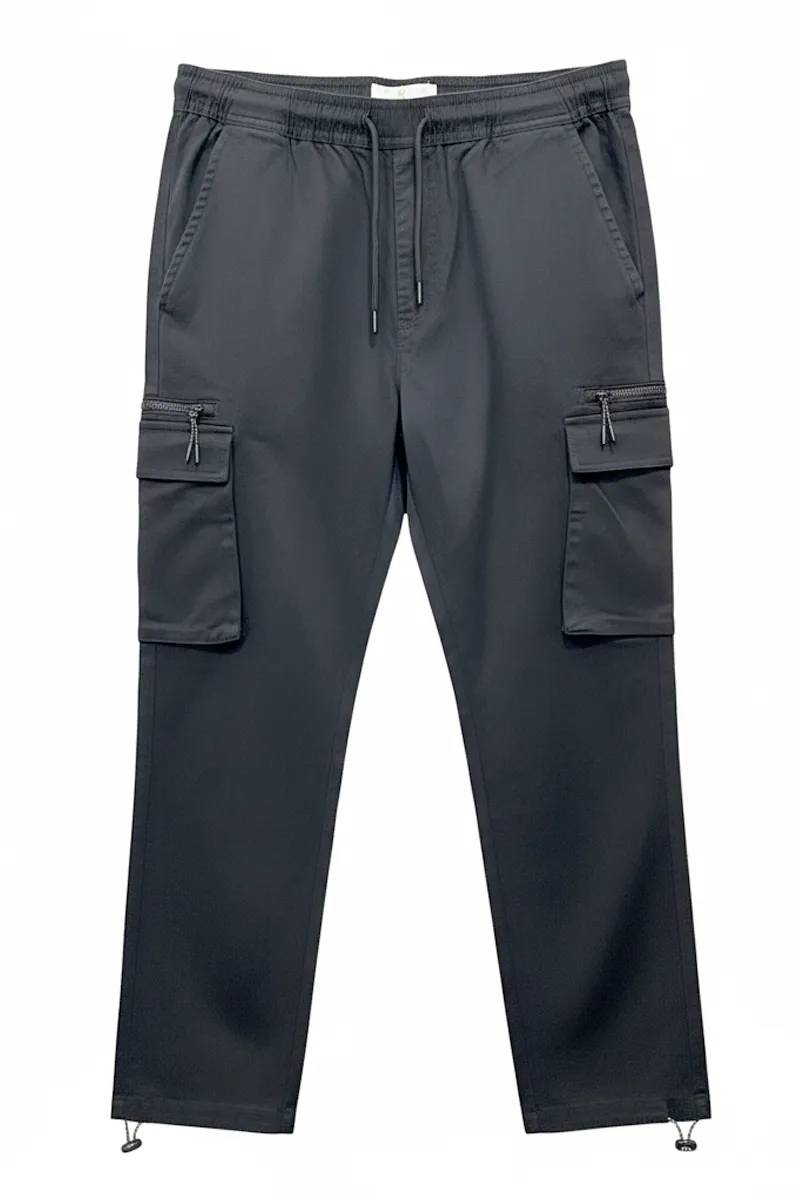 Twill Cargo Pant Black (Drawstring)